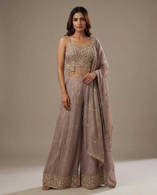 Crush Tissue Choli Palazzo Set with Choli and Palazzo view 2