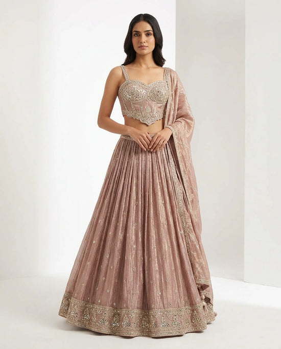 Crush Tissue Croptop Lehenga with Embroidered Croptop view 2