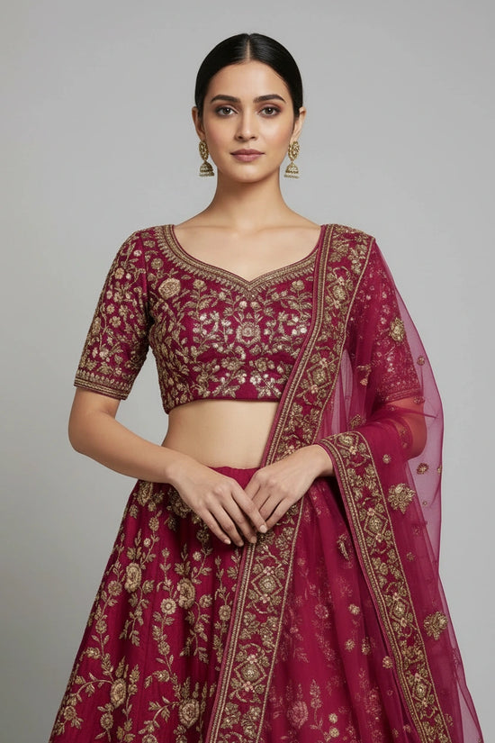 Designer Rich Velvet Lehenga Choli Set - View 2 | Rangoli