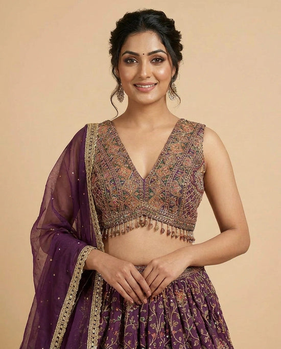 Crepe Silk Croptop Lehenga for Women - Wedding Wear - Rangoli India