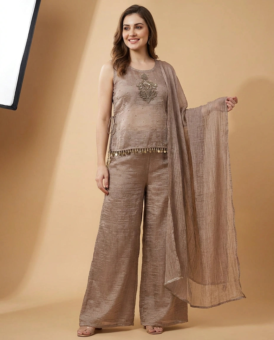 Tissue Jacket Choli Co-ord Set Set - Rangoli India