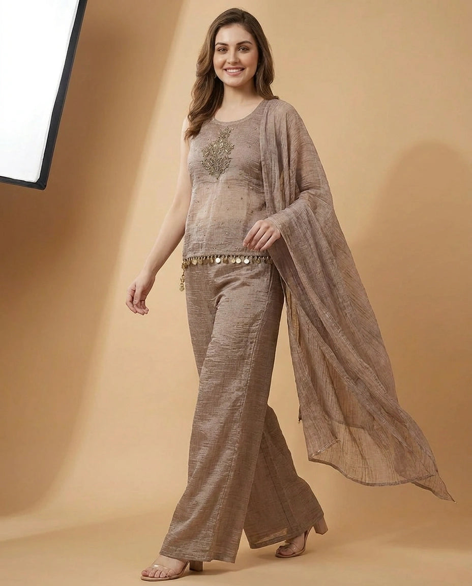 Tissue Jacket Choli Co-ord Set Set - Rangoli India