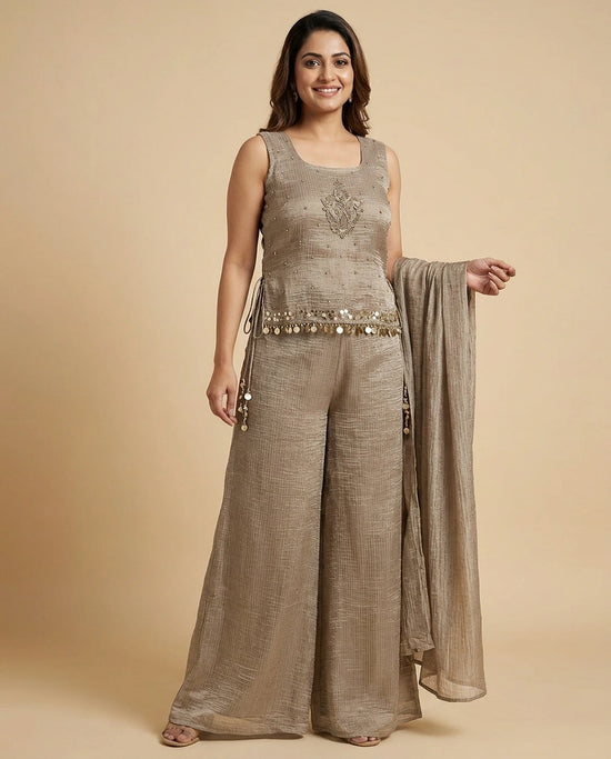 Tissue Jacket Choli Co-ord Set Set - Rangoli India