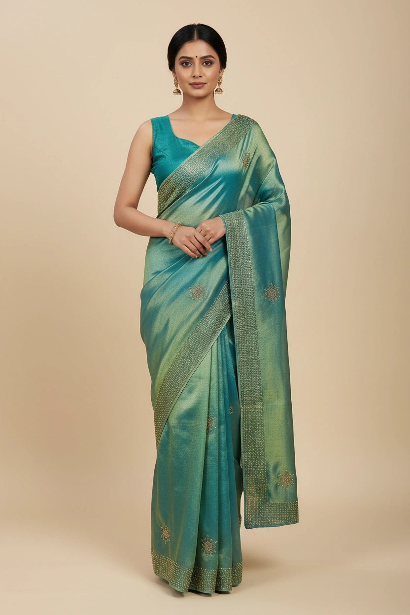 Handcrafted Tissue Embroidery Saree - Rangoli Sarees