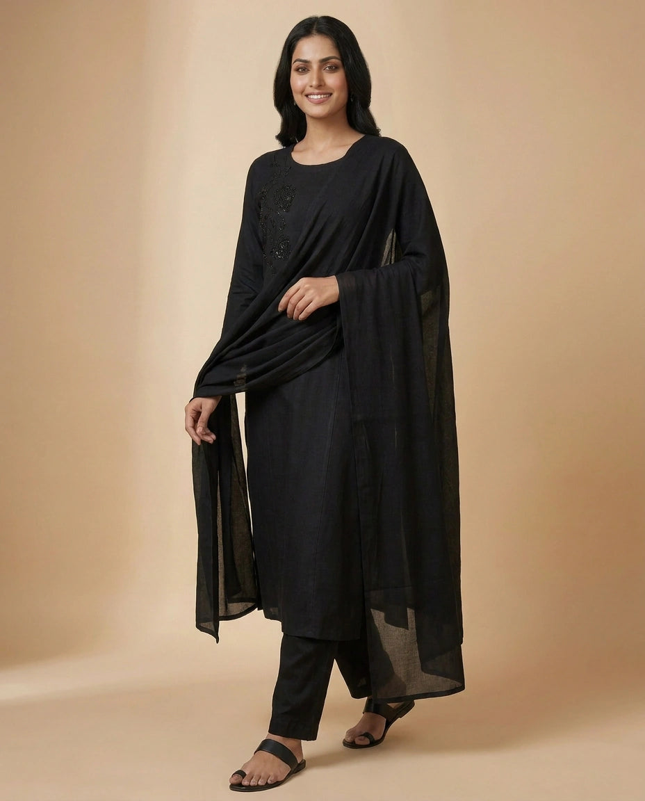 Black Chinon Kurti Set — photo 4 of 4