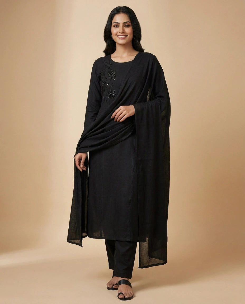 Black Chinon Kurti Set — photo 2 of 4