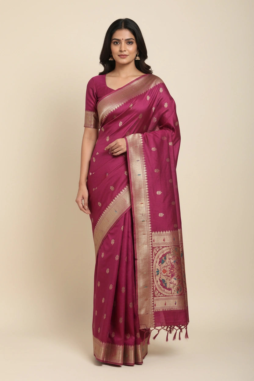 Banarasi Dola Silk Saree with Intricate Zari Work