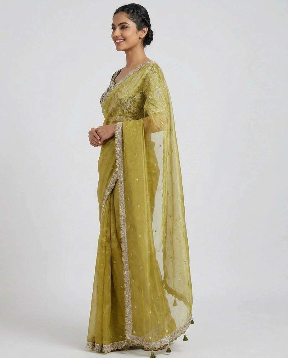 Tissue Designer Saree - Rangoli India