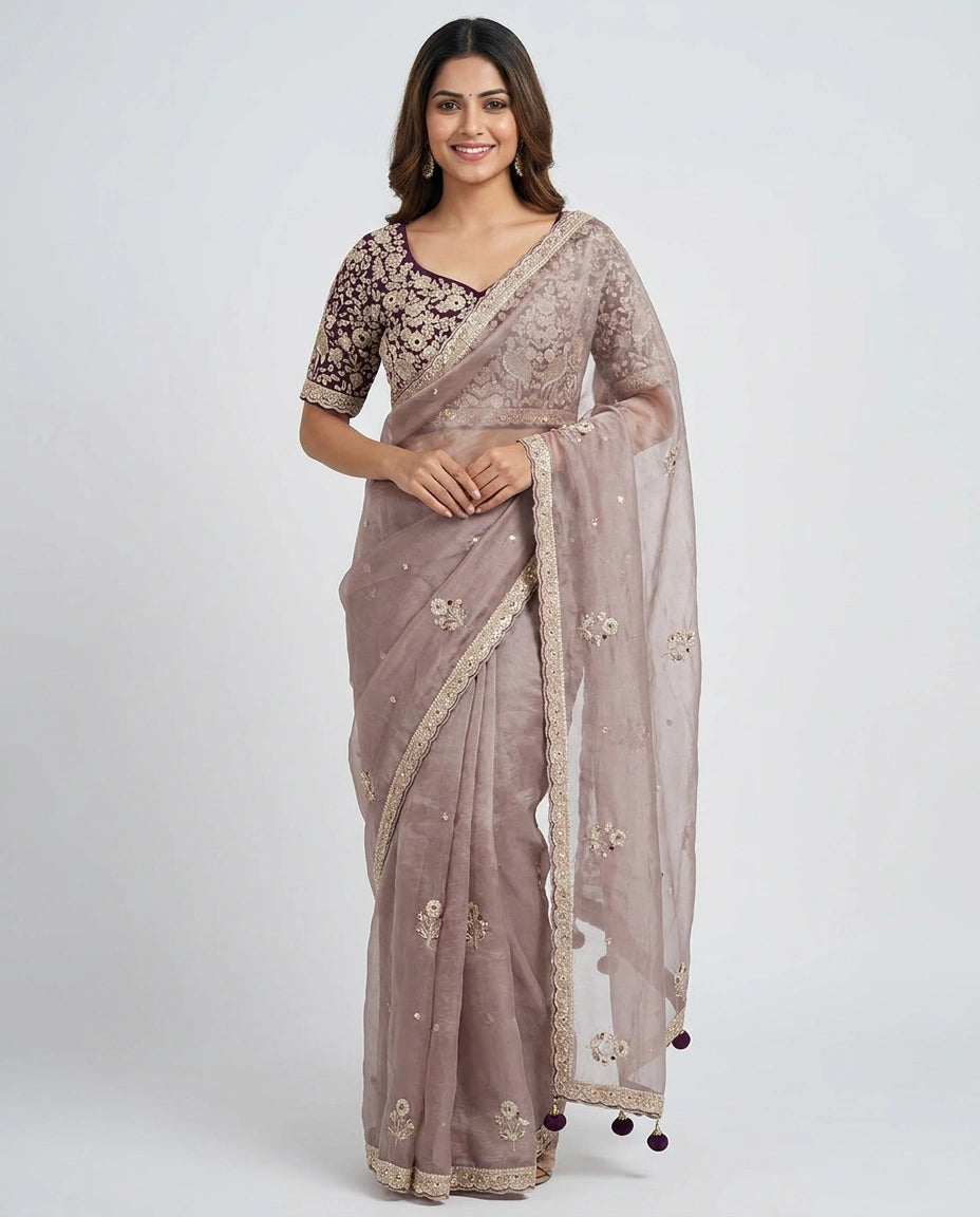 Tissue Designer Saree - Rangoli India