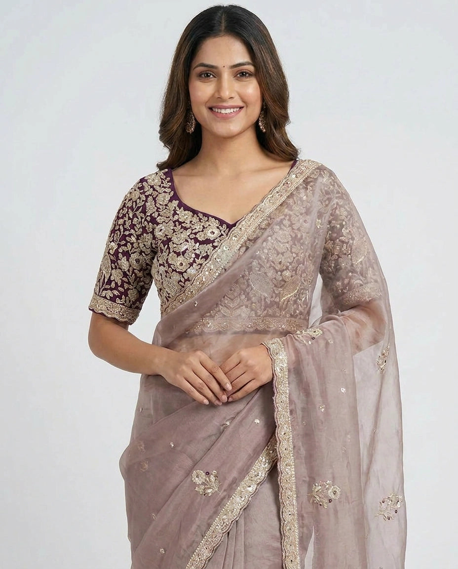 Tissue Designer Saree - Rangoli India