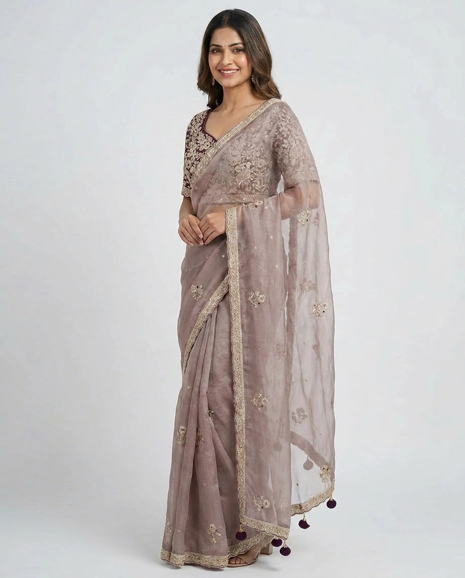 Tissue Designer Saree - Rangoli India