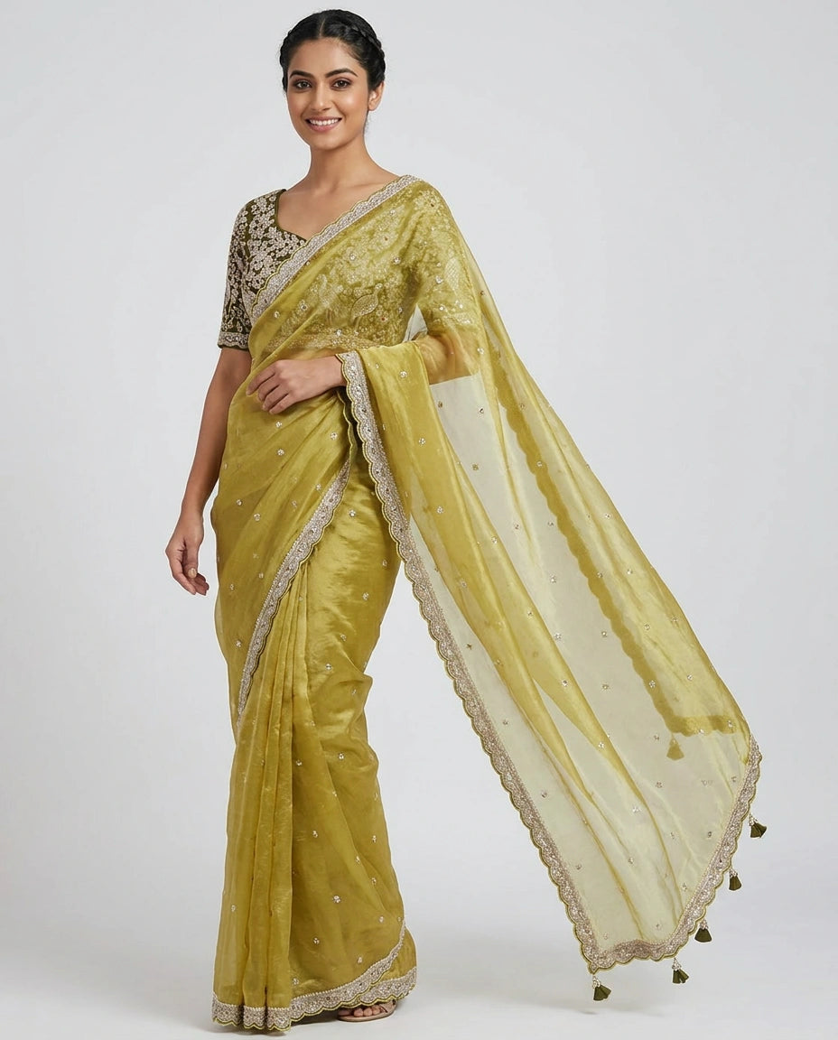 Tissue Designer Saree - Rangoli India