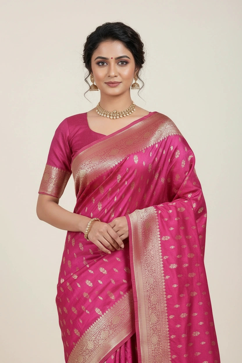 Designer Crepe Khaddi Silk Banarasi Silk Saree - Wine | Rangoli