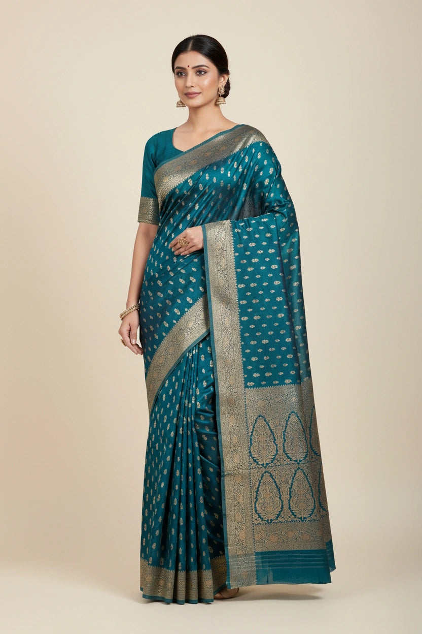 Designer Crepe Khaddi Silk Banarasi Silk Saree - Rani | Rangoli