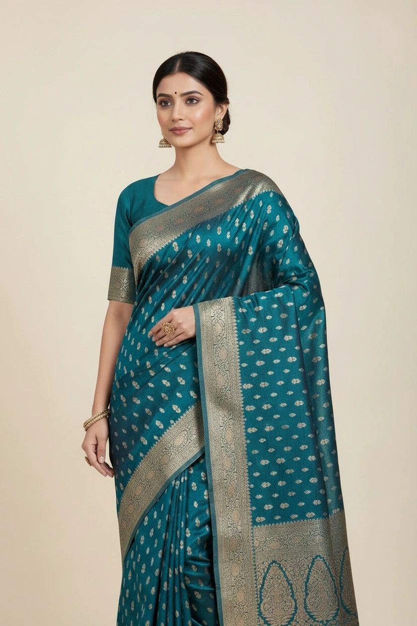 Designer Crepe Khaddi Silk Banarasi Silk Saree - Purple | Rangoli