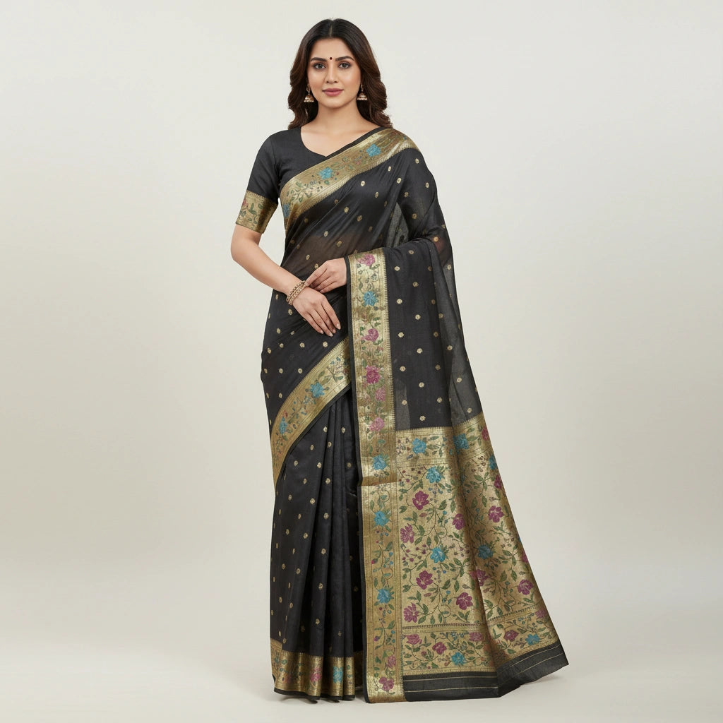 Banarasi Kota Doria Saree with Zari Weave