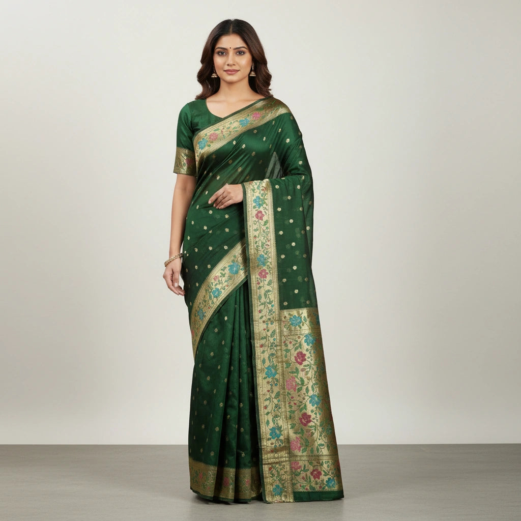 Banarasi Kota Doria Saree with Zari Weave - cotton; silk Indian ethnic wear by Rangoli