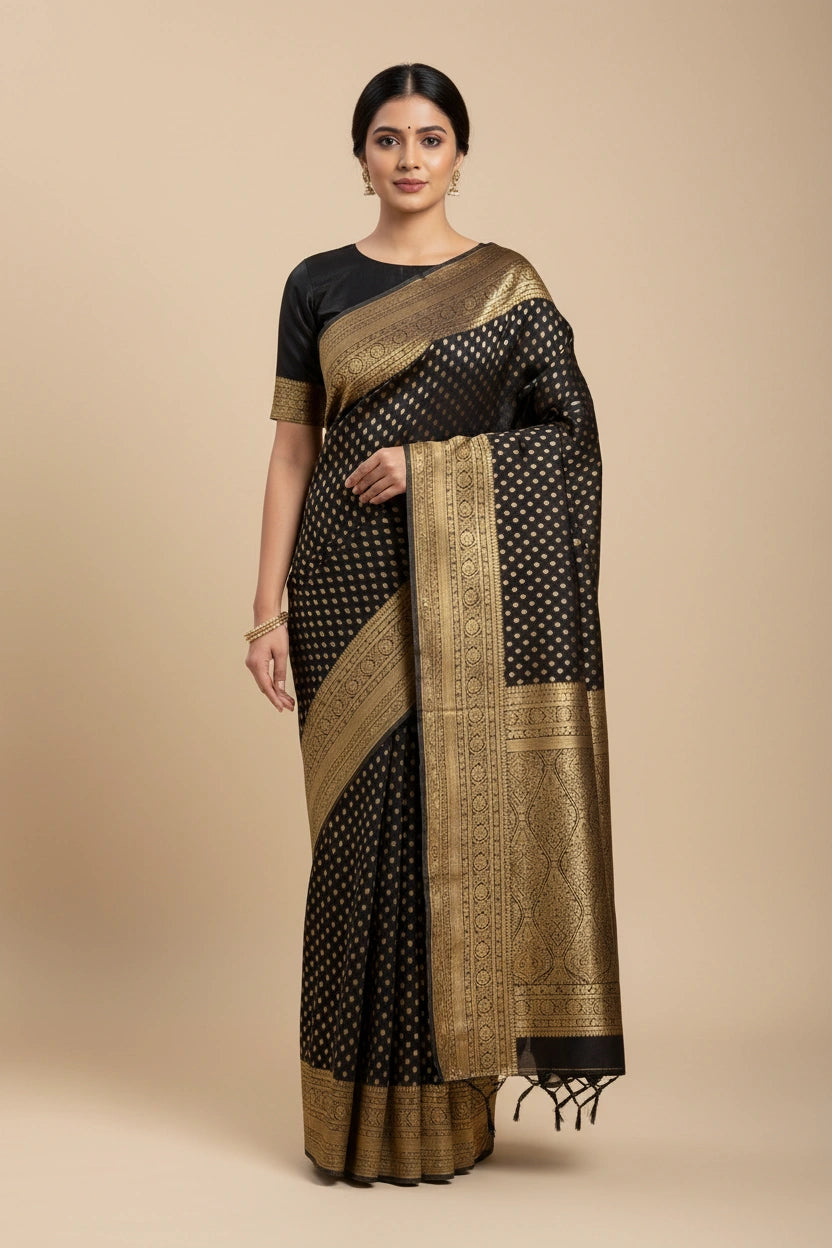 Heritage Zari Crepe Silk Banarasi Saree - Rangoli Sarees