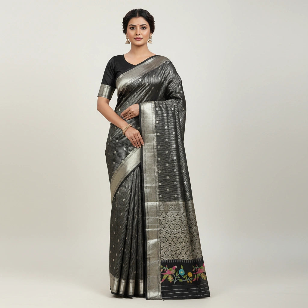 Banarasi Tissue Silk Saree with Intricate Weave - tissue Indian ethnic wear by Rangoli
