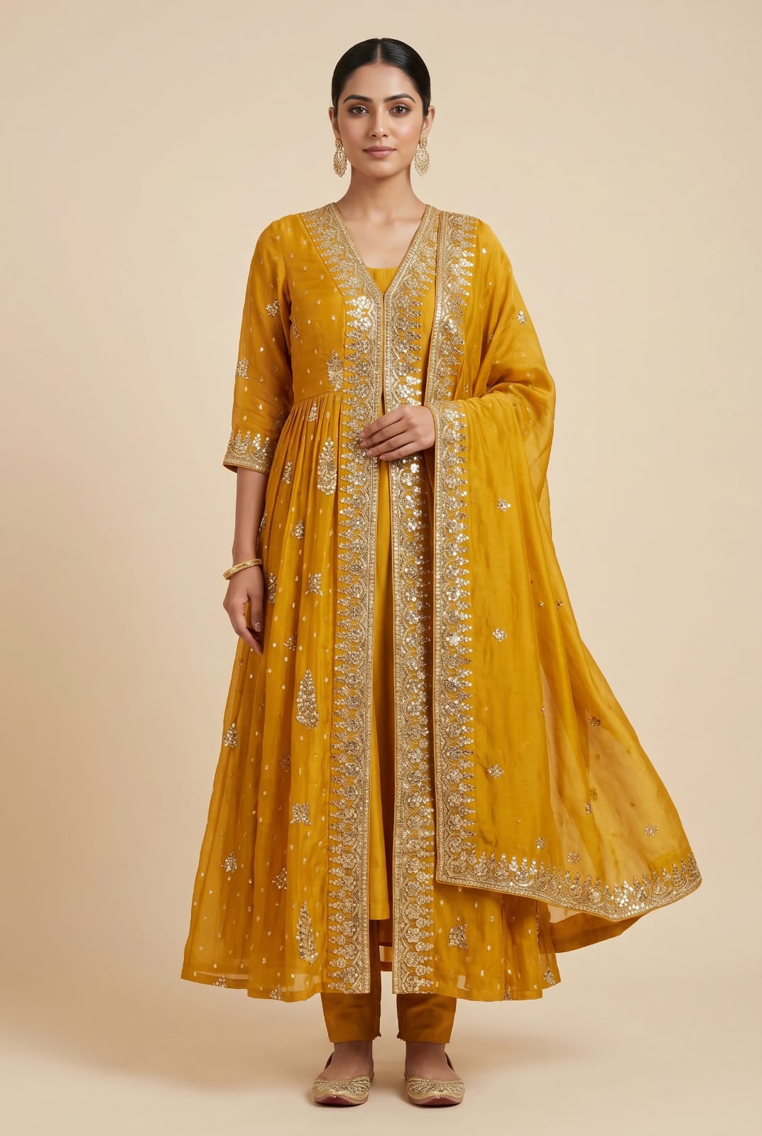 Chic Organza Front Slit Suit - Rangoli Sarees