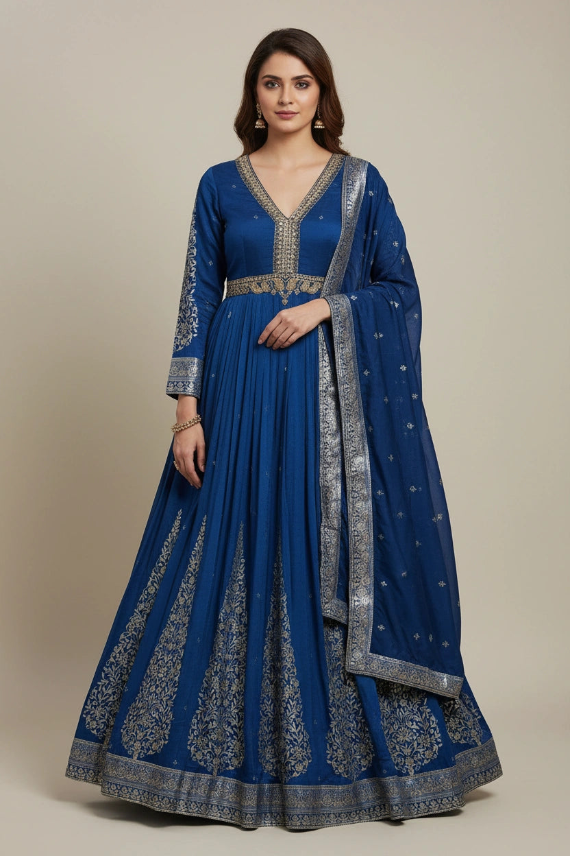 Artisan Chinon Chiffon Suit Gown - Rani | Rangoli