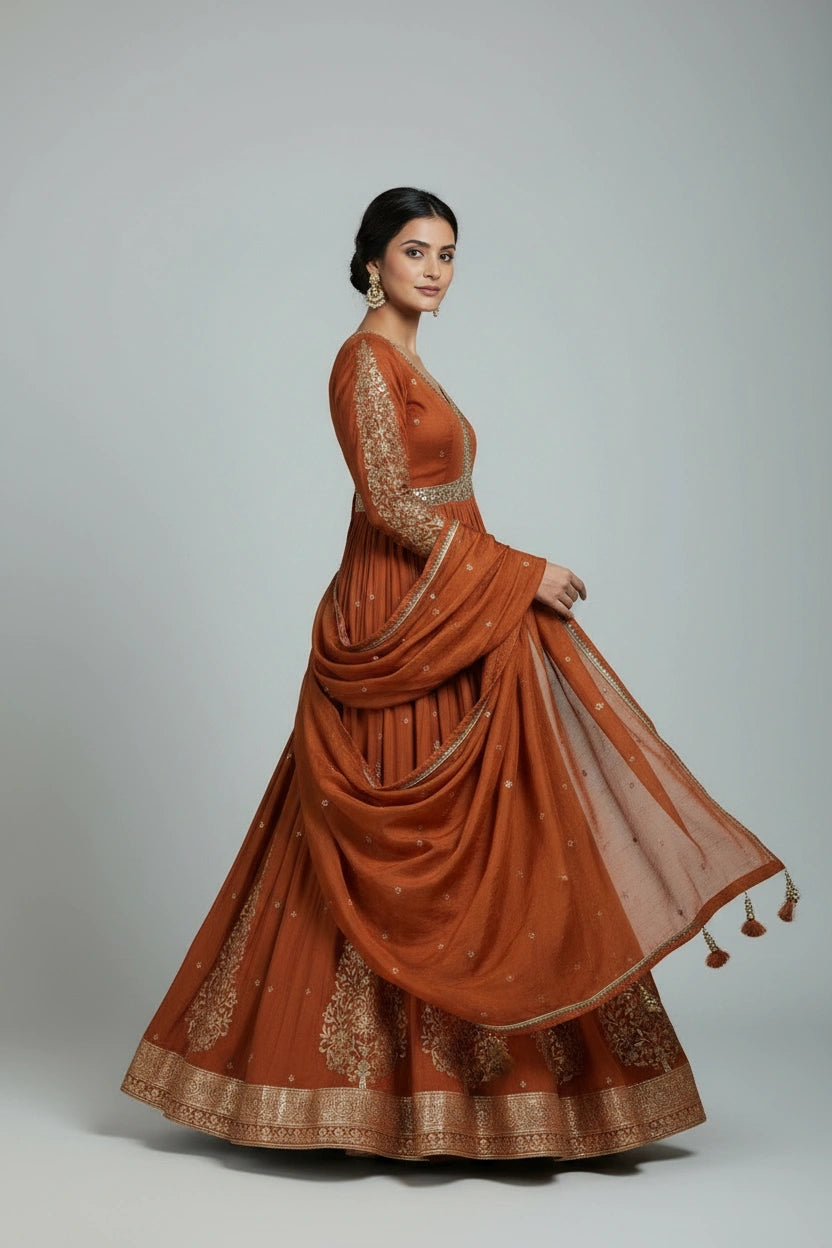 Artisan Chinon Chiffon Suit Gown - View 6 | Rangoli