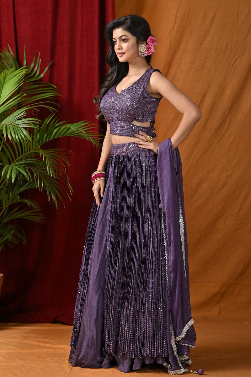 Purple Designer Croptop Lehenga