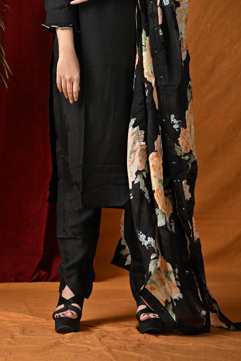 Black Straight Suit Set