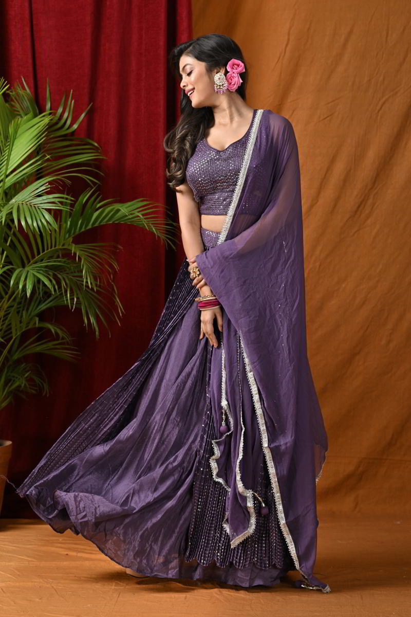 Purple Designer Croptop Lehenga