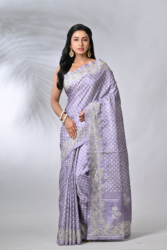 Mauve Tussar Silk Sarees