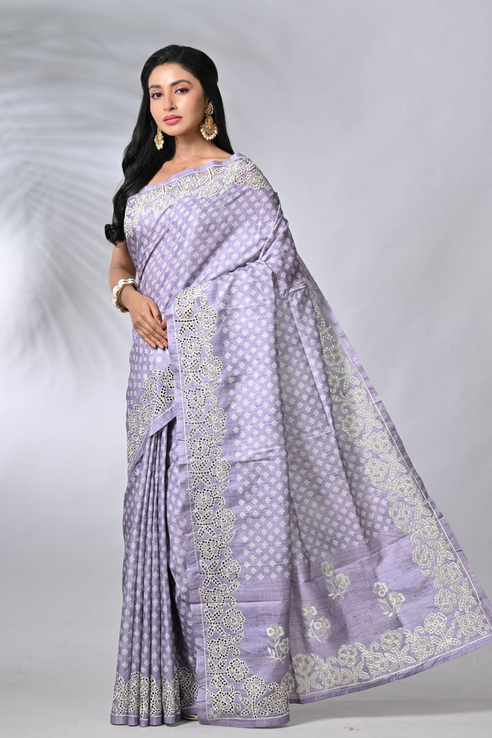 Mauve Tussar Silk Sarees
