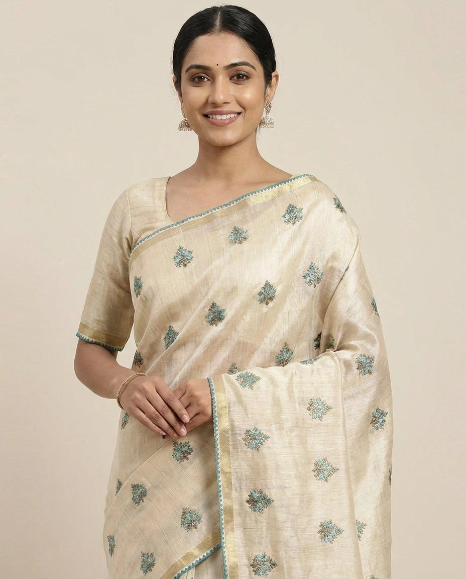 Tussar Silk Designer Saree - Rangoli India
