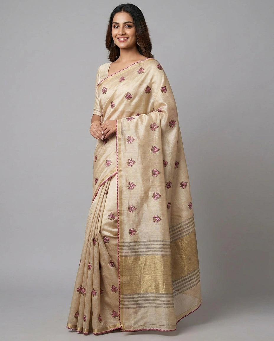 Tussar Silk Designer Saree - Rangoli India