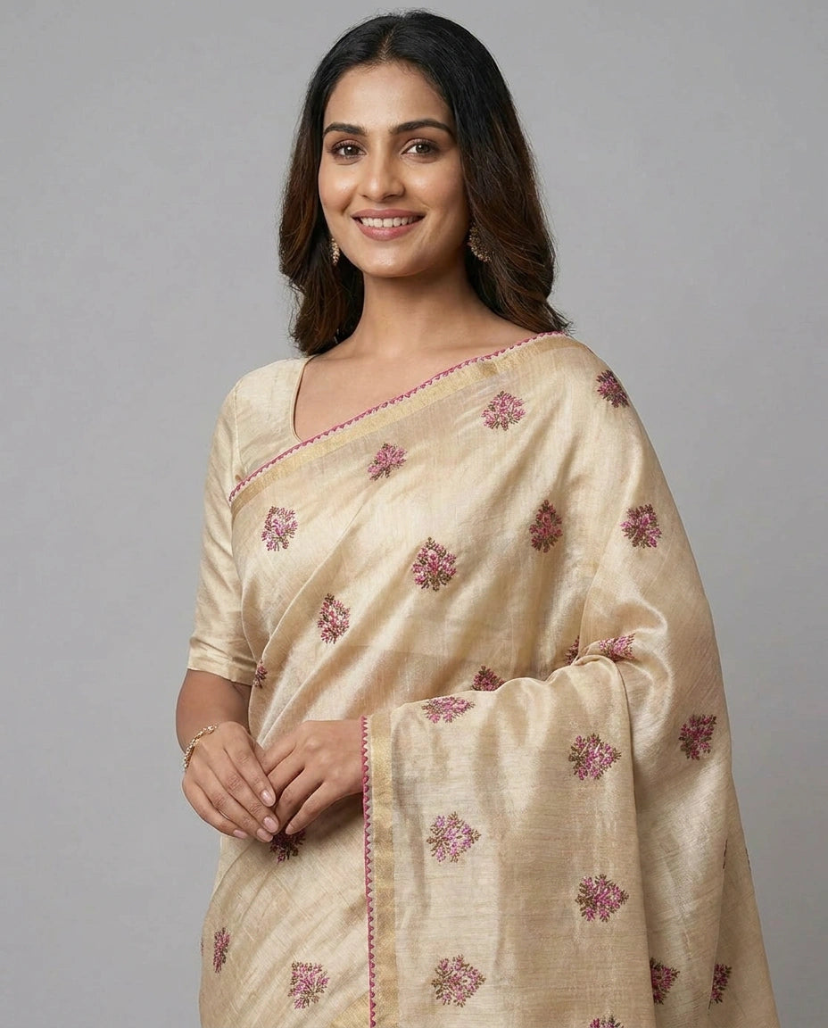 Tussar Silk Designer Saree - Rangoli India