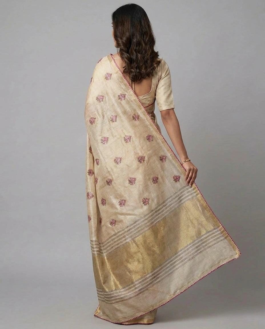 Tussar Silk Designer Saree - Rangoli India