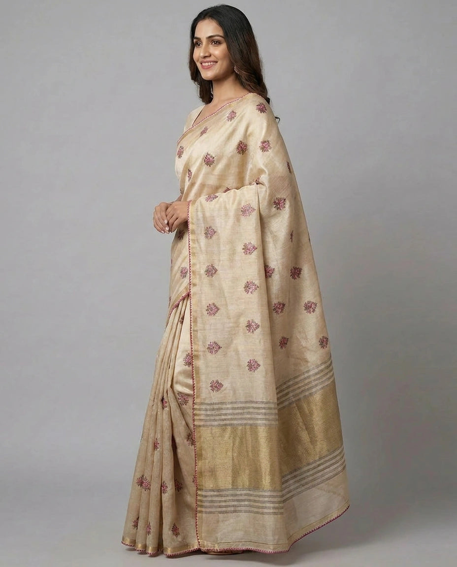 Tussar Silk Designer Saree - Rangoli India