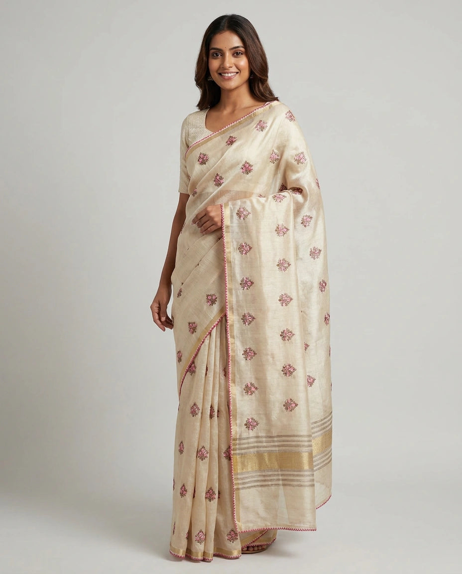 Tussar Silk Designer Saree - Rangoli India