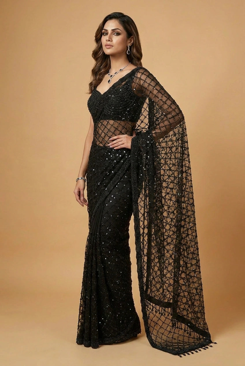 Multi-Color Silk Embroidered Saree with Designer Blouse