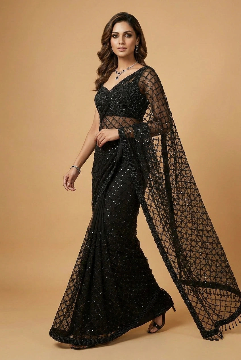 Multi-Color Silk Embroidered Saree with Designer Blouse
