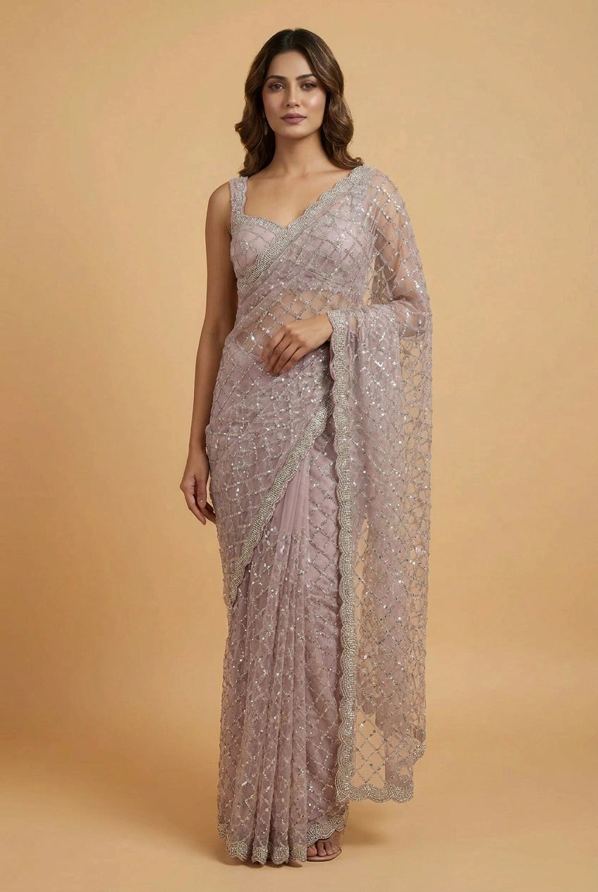 Multi-Color Silk Embroidered Saree with Designer Blouse