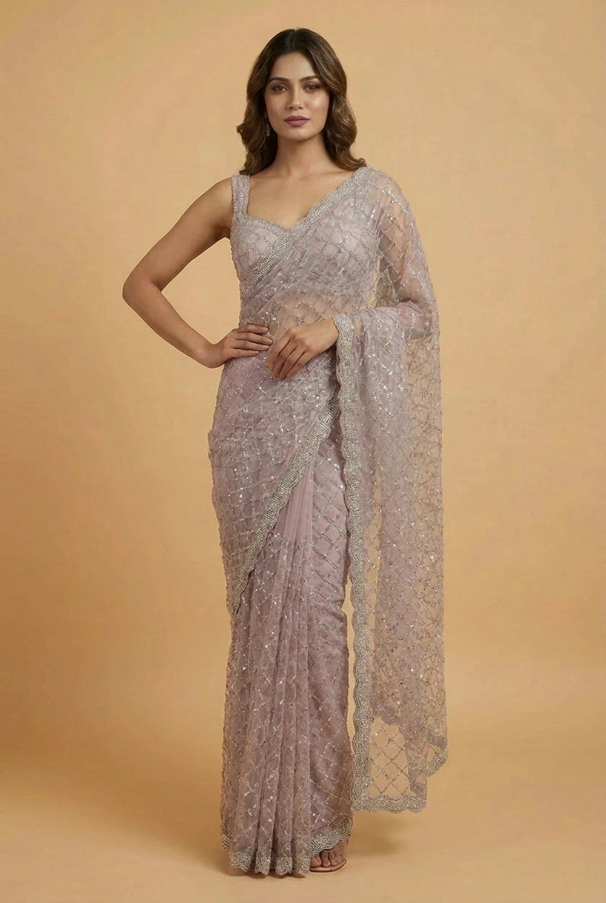 Multi-Color Silk Embroidered Saree with Designer Blouse