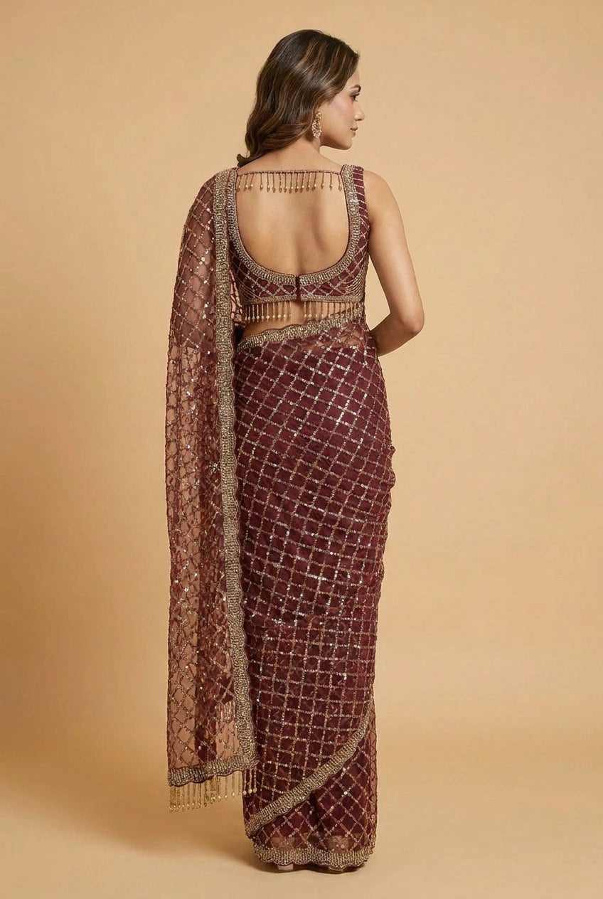 Multi-Color Silk Embroidered Saree with Designer Blouse