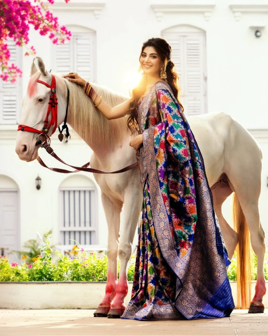 Silk Katan Banarasi Durga Puja Saree with Woven Border