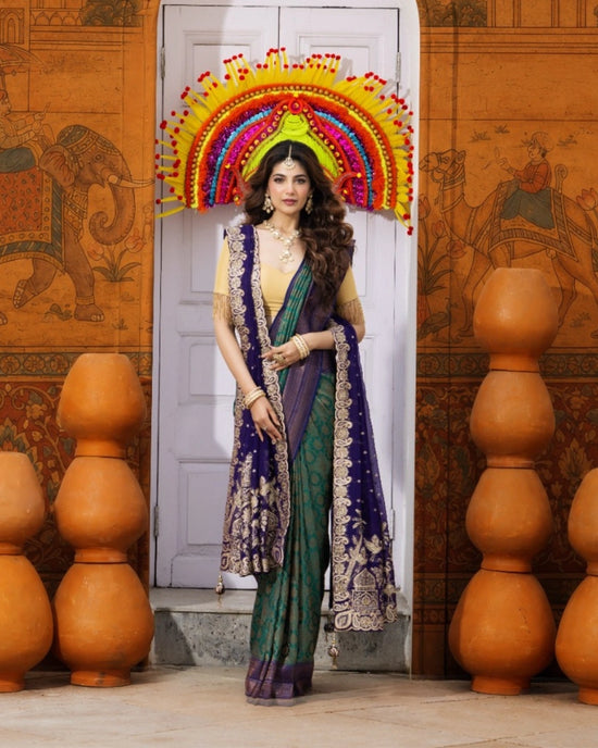 Crepe Khaddi Banarasi Durga Puja Saree with Woven Design