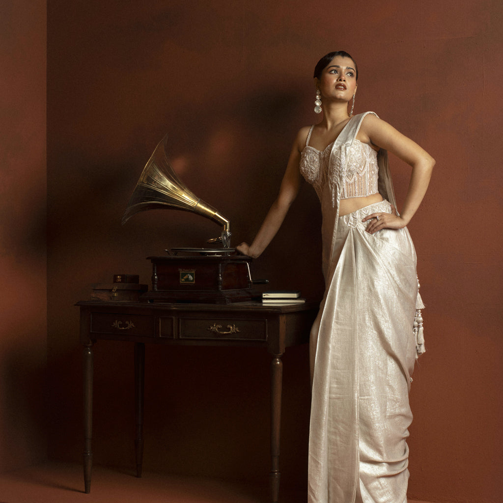 Helen Silver Indo Western Designer Saree