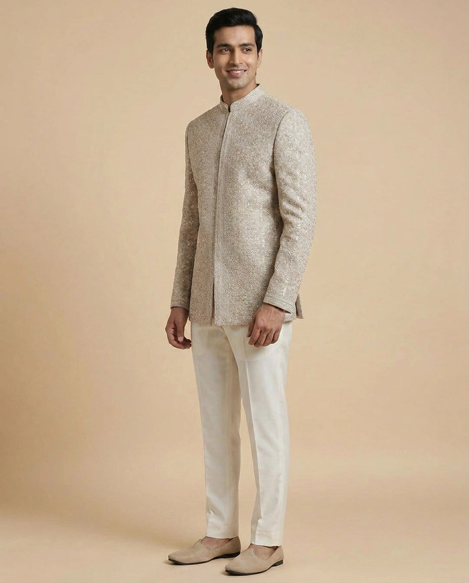 Tussar Silk Indowestern Jacket - Rangoli India