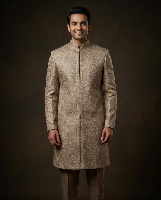 Men's Beige Tissue Indo Western — photo 2 of 4