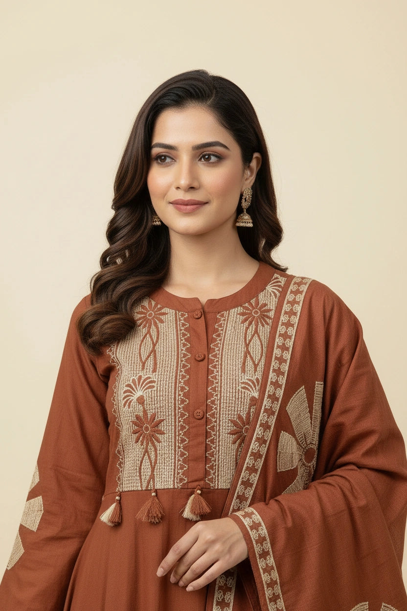 Flattering Cotton A-Line Suit - Rangoli Sarees
