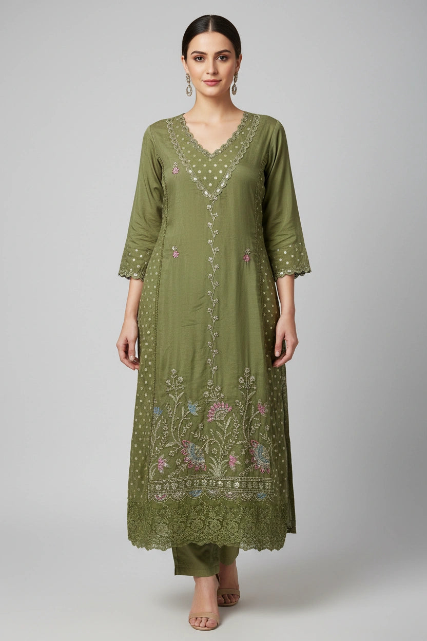 Flattering Cotton A-Line Suit - Rangoli Sarees