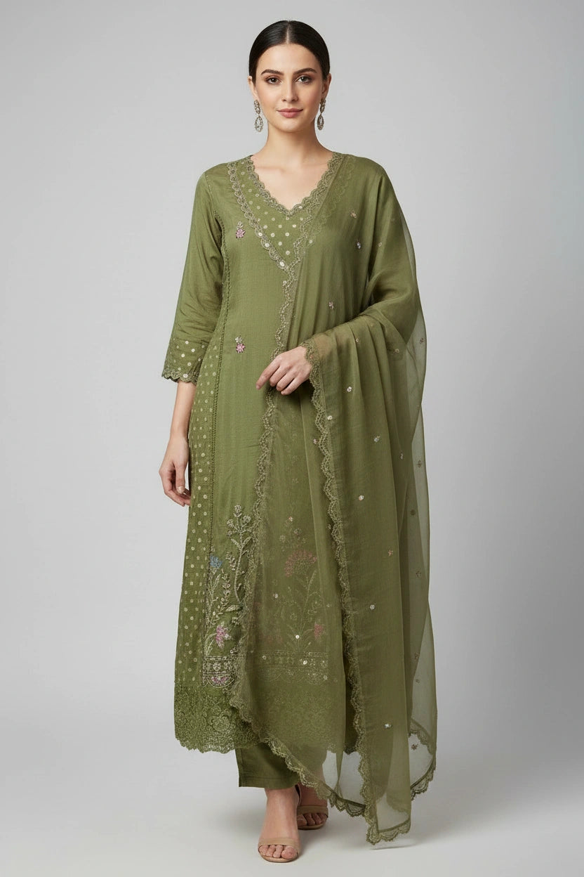 Flattering Cotton A-Line Suit - Rangoli Sarees